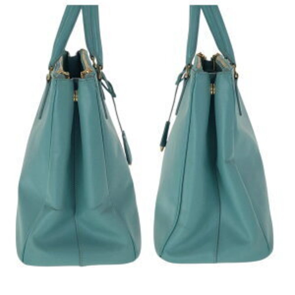 Prada Galilea bag green logo Green triangle tote leather plate Saffiano - Picture 8 of 10